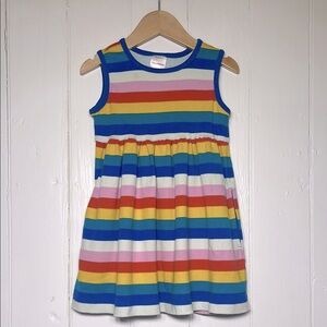 HANNA ANDERSSON VGUC 100% Cotton Multicolor Striped Sleeveless Pocket Dress